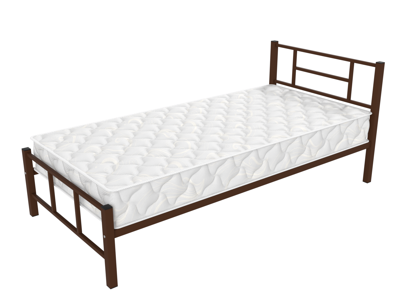 Фото кровать с пружинным матрасом — кадис на металлическом каркасе односпальная
